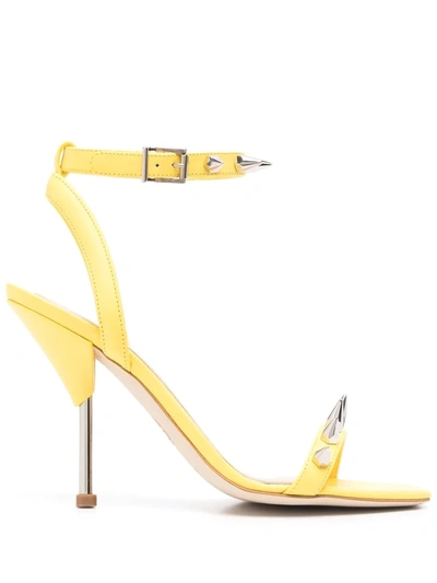 Alexander Mcqueen Punk Stud Leather Ankle-strap Sandals In Pop Yellow