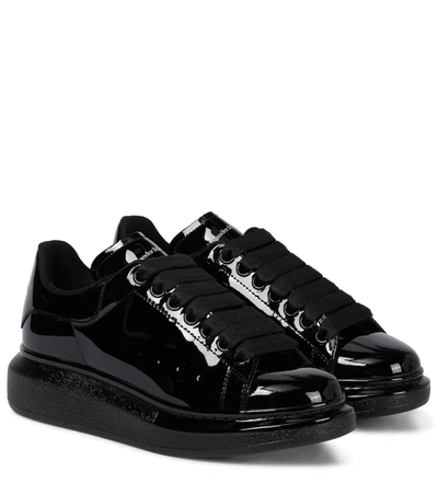 Alexander Mcqueen Oversized Patent Leather Sneakers In Black