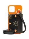 Mcm Womens Persimmon Orange Logo-print Iphone 12 Phone Case And Card Holder