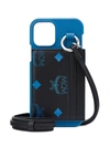Mcm Womens Vallarta Blue Logo-print Iphone 12 Phone Case And Card Holder