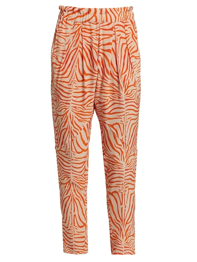 Adriana Iglesias Rodeo Silk Pants In Orange Zebra
