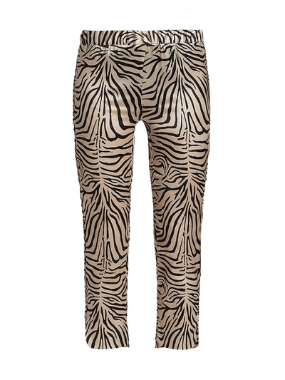 Adriana Iglesias Jammies Zebra Stretch Silk Pants In Black & White Zebra