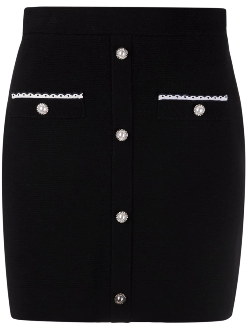 Maje Pearl-embellished Cotton Mini Skirt In Black | ModeSens