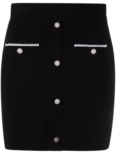 Maje Pearl-embellished Cotton Mini Skirt In Black