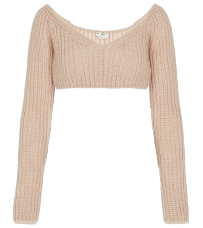 Fendi Ribbed Off-the-shoulder Bandeau Crop Top In Pink