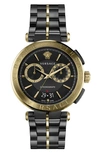 Versace Aion Chrono Two-tone Chronograph Bracelet Watch In Black