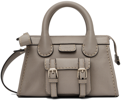 Chloé Edith Small Leather Tote In Grey