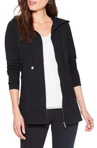 Nic + Zoe Top Tier Perfect Peplum Hooded Jacket In Black Onyx