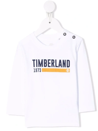 Timberland Babies' Long-sleeve Logo T-shirt In White