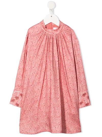 Chloé Kids Boho Paisley Print Shift Dress In Pink