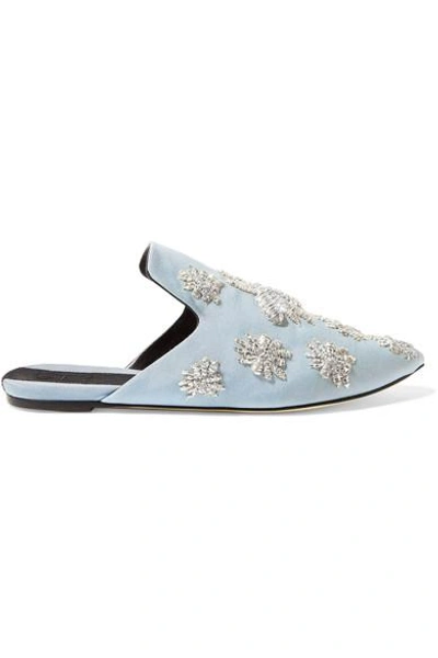 Sanayi313 Ragno Embroidered Faille Slippers