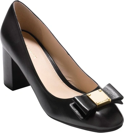 Cole Haan Tali Bow Pump In Black Leather