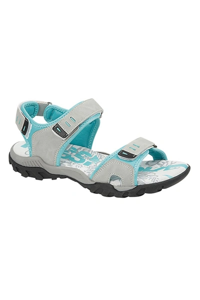 Pdq Womens/ladies Toggle & Touch Fastening Sports Sandals (light Gray/mint) In Grey