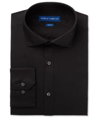 Vince Camuto Men's Slim-fit Comfort Stretch Solid Dress Shirt In Black