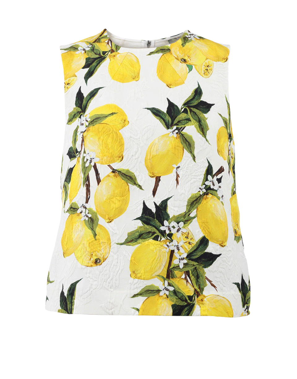 Dolce & Gabbana Lemon-print Floral-brocade Top In White | ModeSens