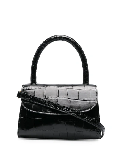 By Far Mini Bag In Crocodile Embossed Leather In Black