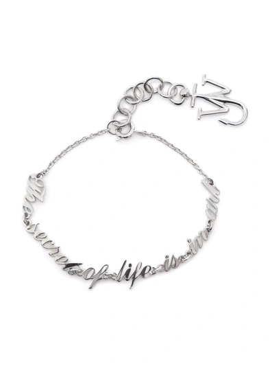 Jw Anderson Oscar Wilde Capsule Quote-charm Bracelet In Silver