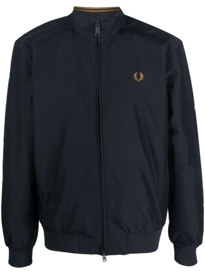 Fred Perry Embroidered-logo Lightweight Jacket In Blue