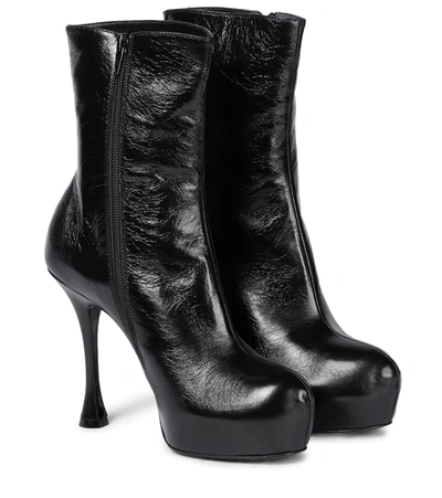 Magda Butrym Crinkled Leather Platform Ankle Boots In Black