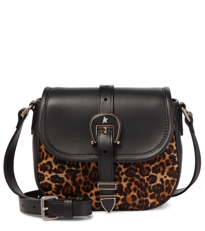 Golden Goose Rodeo Small Shoulder Bag With Leopard Pony Front Panel In Animal Print