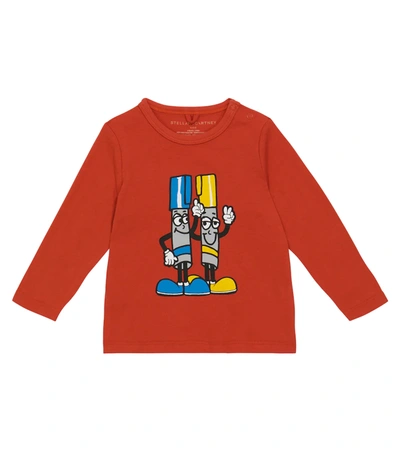 Stella Mccartney Babies' Rusty Red Painting Friends Graphic-print Cotton T-shirt 3-36 Months 24 Months