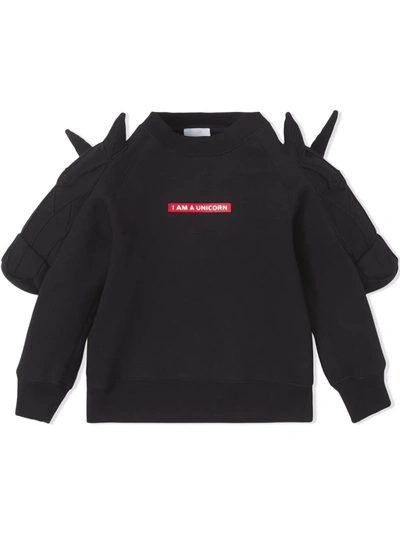 Burberry Kids' 3d Unicorn Cotton Sweatshirt In Black