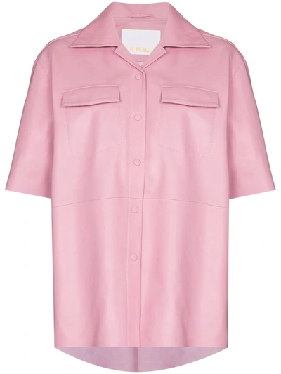 Remain Jocy Short Sleeve Leather Shirt In Rosa