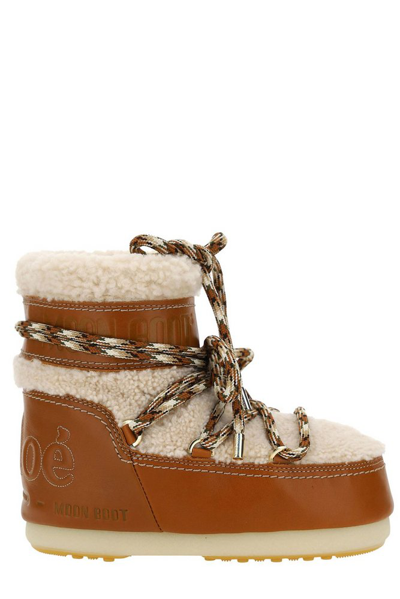 Chloé Tan Moon Boot Edition Sherpa Snow Boots In Brown