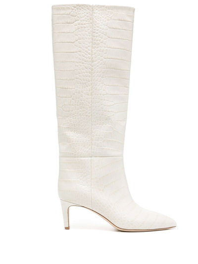 Paris Texas Women's Knee-high Lizard-embossed Leather Boots In Ivory