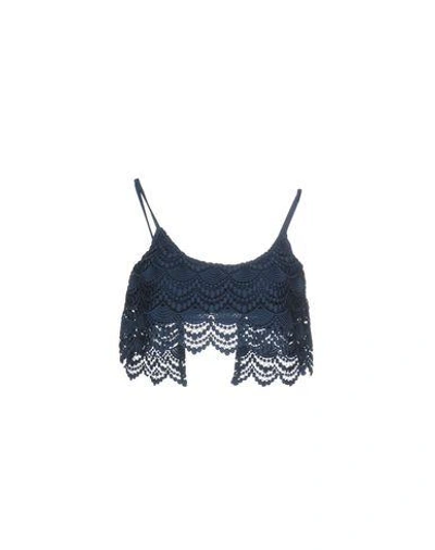 Amuse Society Cropped Tops In Blue