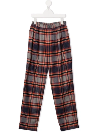 Paade Mode Teen Plaid Straight-leg Trousers In Orange