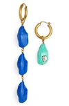 Stella Mccartney Mismatched Blob Drop Earrings In Green/blue
