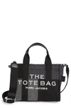 Marc Jacobs Mini Traveler Patchwork Denim Tote In Black Denim