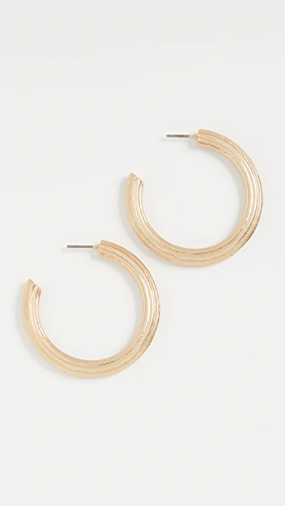 Madewell Ribbed Large Hoop Earrings In Vintage Gold