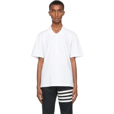 Thom Browne White Medium Weight Jersey Polo In 100 White