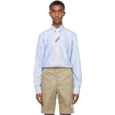 Thom Browne Blue Surfer Icon Classic-fit Shirt In 480 Light B