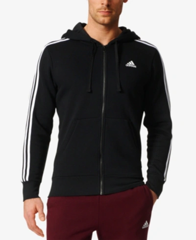 Adidas Originals Adidas Men's Essential Fleece Zip Hoodie In Black/white