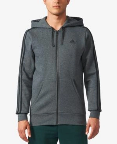 Adidas Originals Adidas Men's Essential Fleece Zip Hoodie In Dark Grey Heather/black