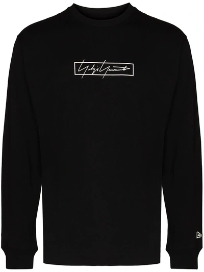 Yohji Yamamoto X New Era Logo Print Long Sleeve T-shirt In Black