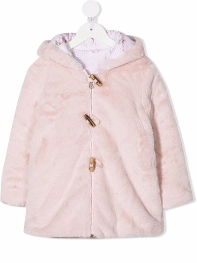 Lapin House Kids' Reversible Faux-fur Hooded Coat In Pink