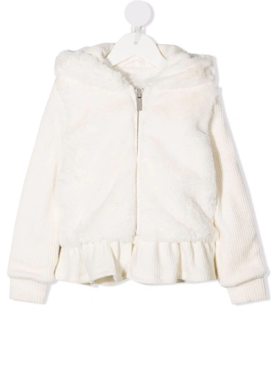 Lapin House Kids' Faux-fur Hooded Jacket In White