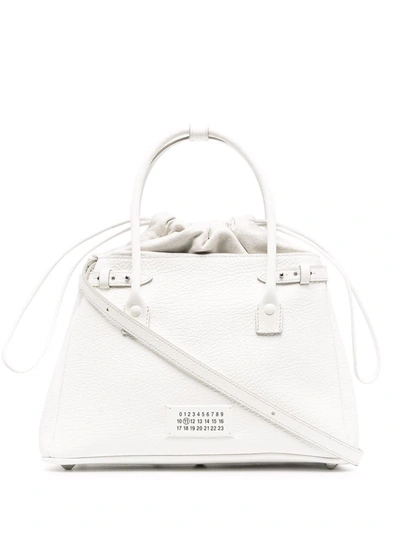 Maison Margiela Logo-patch Leather Tote Bag In White