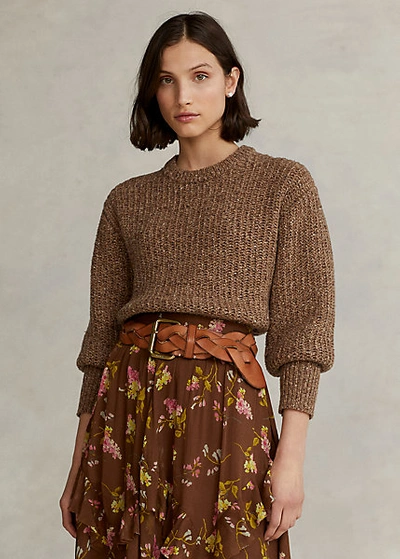 Ralph Lauren Wool-blend Crewneck Sweater In Light Brown Donegal