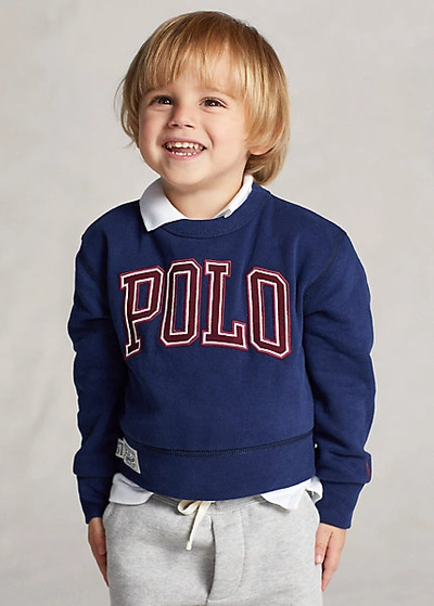 Polo Ralph Lauren Kids' Logo Fleece Sweatshirt In Newport Navy