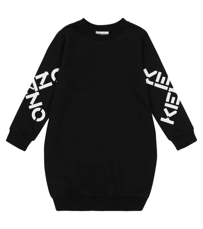 Kenzo Kids' Logo-print Long-sleeve Sweatshirt Dress In Black