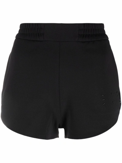 Mcq By Alexander Mcqueen Woman Black Sports Shorts With Logo In Darkest Black