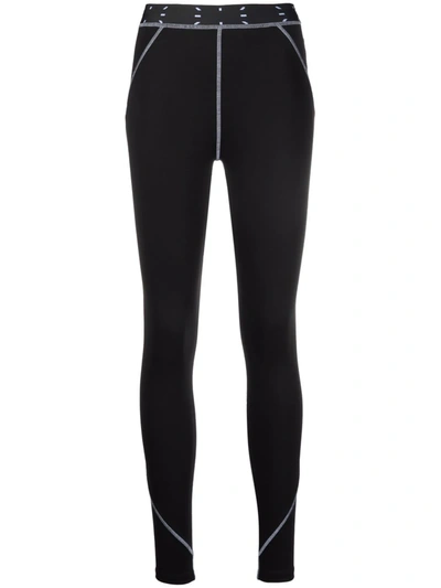 Mcq By Alexander Mcqueen Woman Black Sports Leggings With Contrast Stitching In Nero