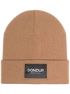 Dondup Logo Patch Folded Beanie In 褐色