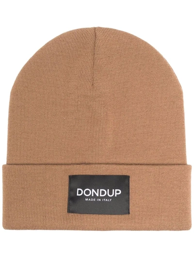 Dondup Logo Patch Folded Beanie In 褐色