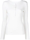 Nili Lotan Jordan Ribbed Cotton-jersey Henley Top In White